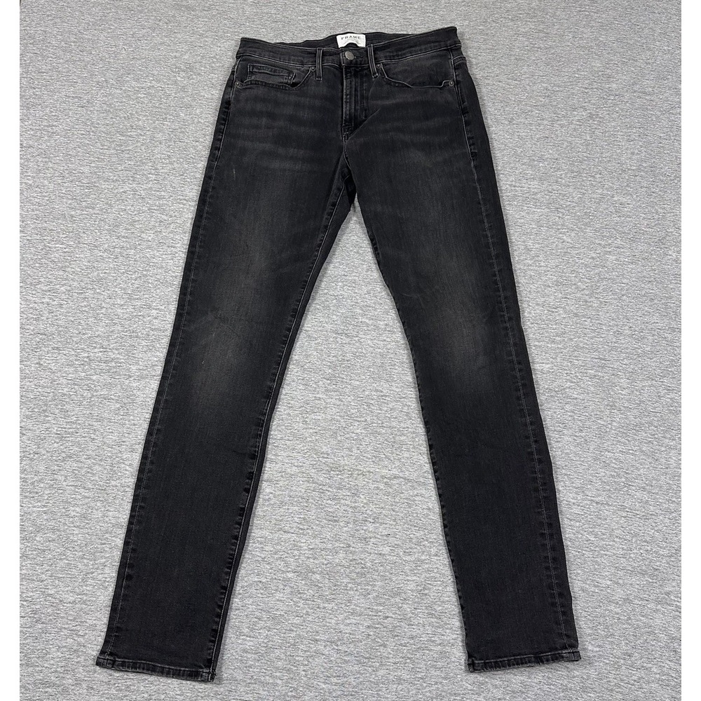Frame Jeans Mens Size 31x33 L'Homme Slim Black Denim 5-Pocket Stretch